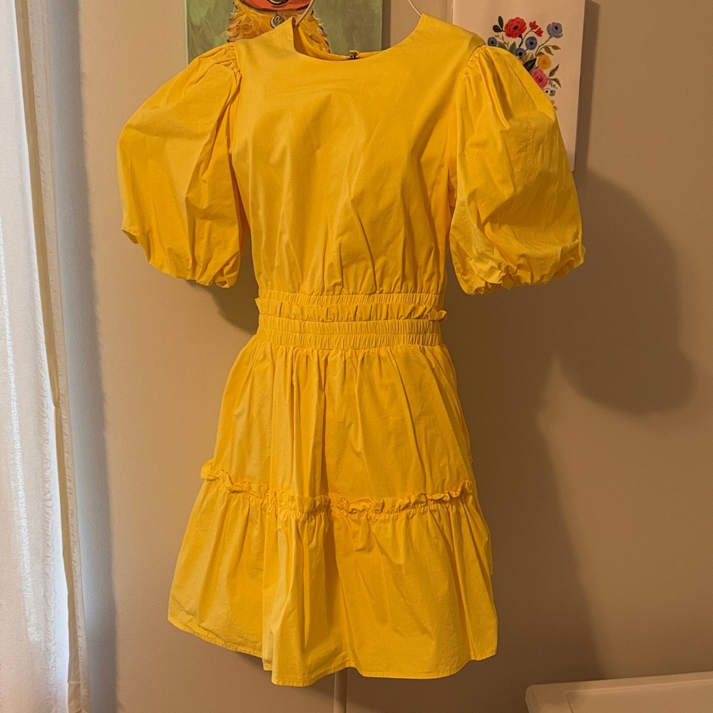 English Factory Yellow Puff Sleeve Dress